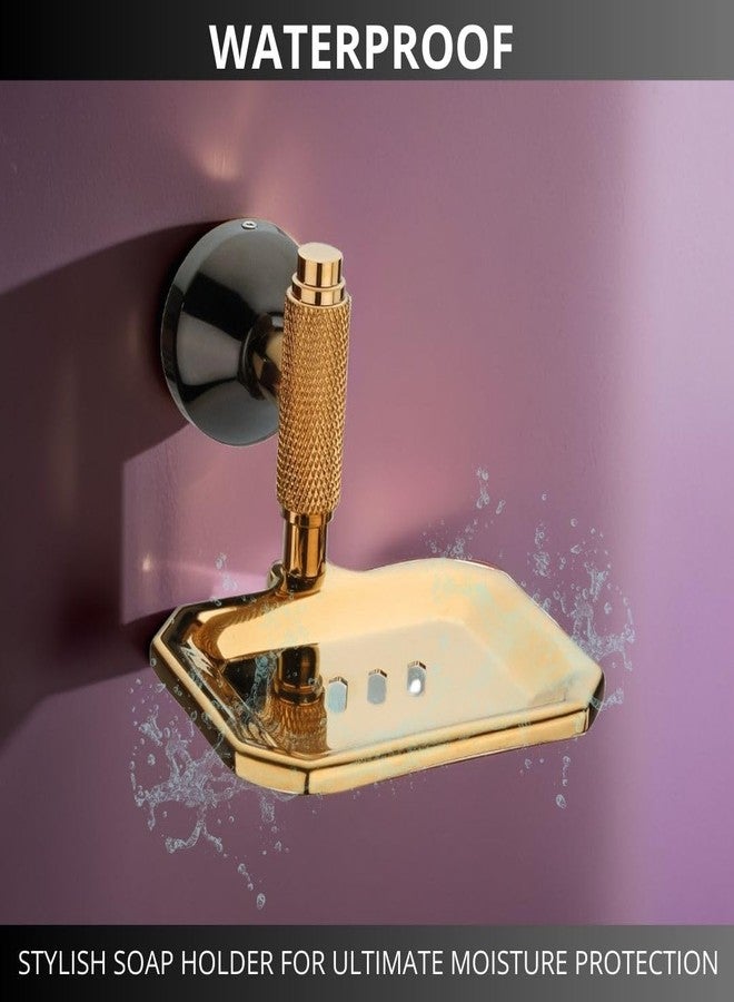 LUXIUR Wash Basin Soap Dish Holder for Bathroom and Kitchen Sink, 304 Stainless Steel Stand for Wall Mount Kitchen Accessories Items, Bathroom Accessories, PVD Gold, Single - Image 4